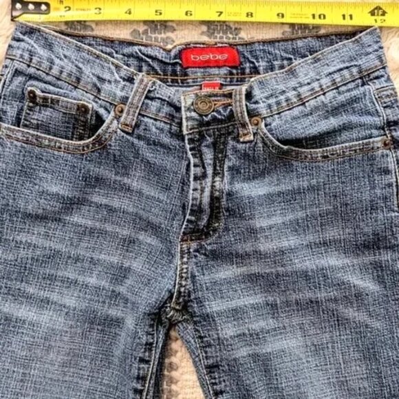 Bebe Size 25 Vintage Skinny Stretch Jeans Rouched leg - Picture 7 of 8